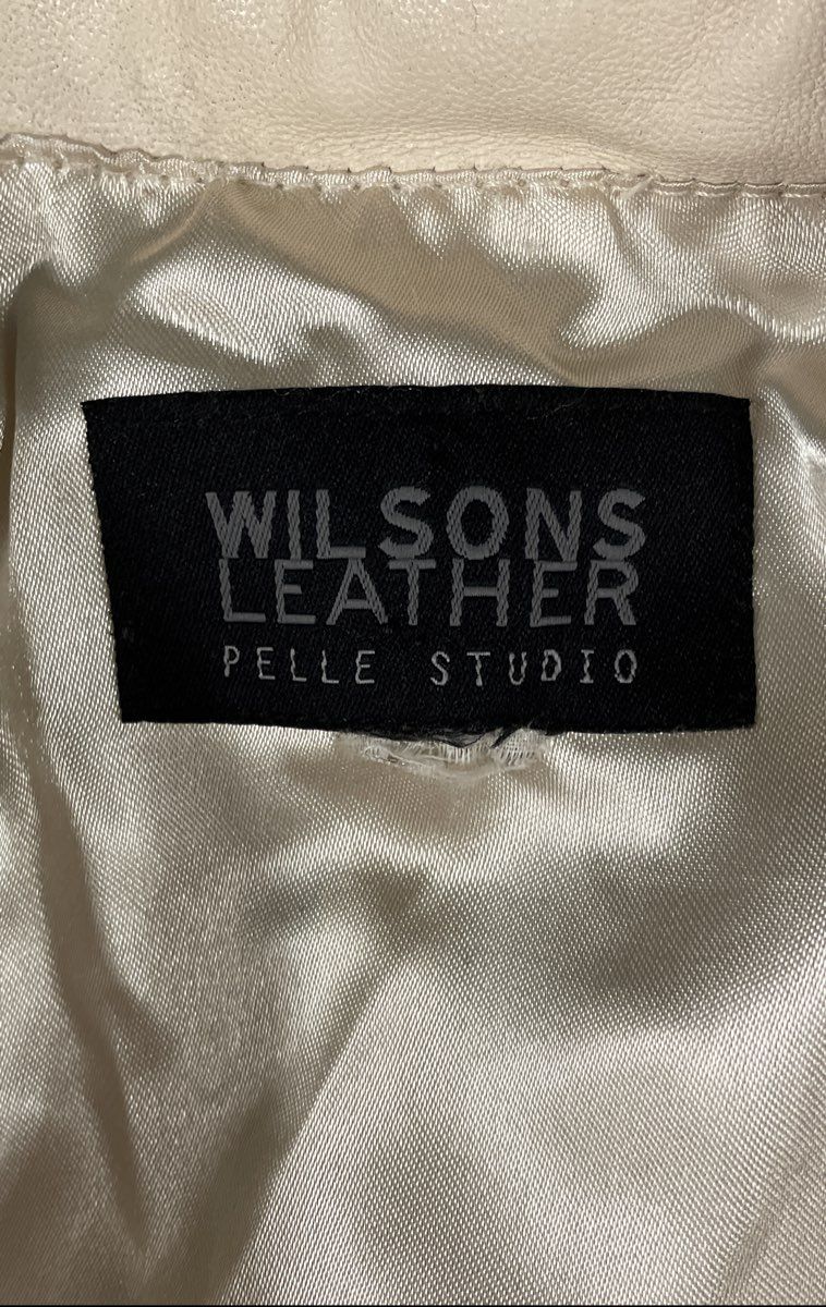Wilsons Leather Pelle Studio Women's Cream Blazer Jacket Vintage Y2K Sz M
