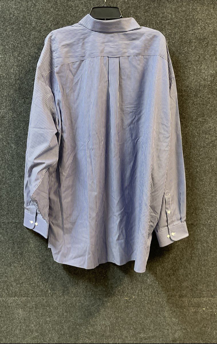 Roundtree & Yorke Gold Label Men's Blue Striped Non-Iron Shirt 20 36/37 Big NWT