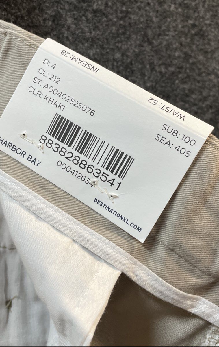 Harbor Bay Men's Khaki Pleated Relaxed Fit Cotton Pants NWT 52x28