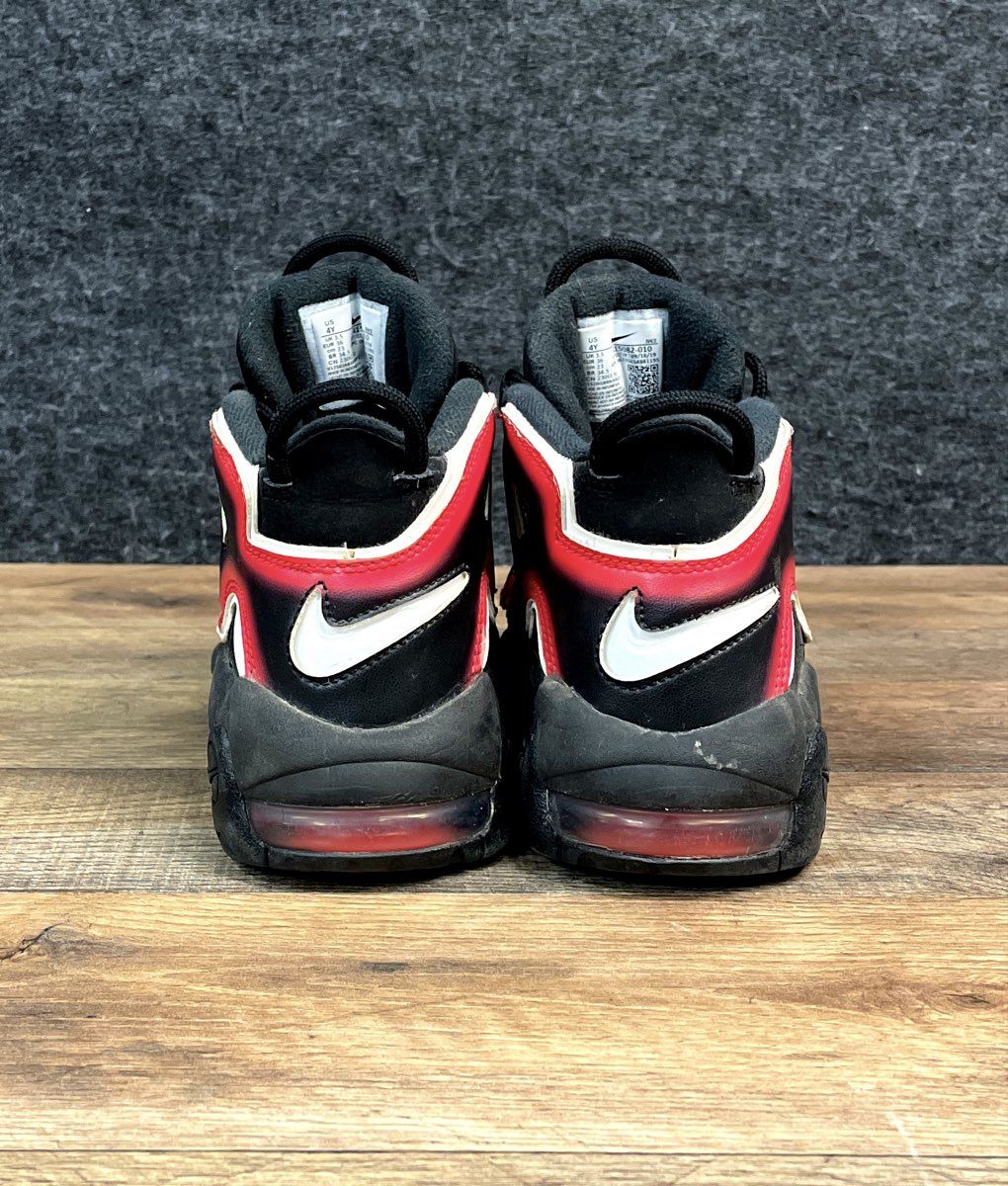 Nike Air More Uptempo GS Black Laser Crimson White Basketball Shoes Size 4Y