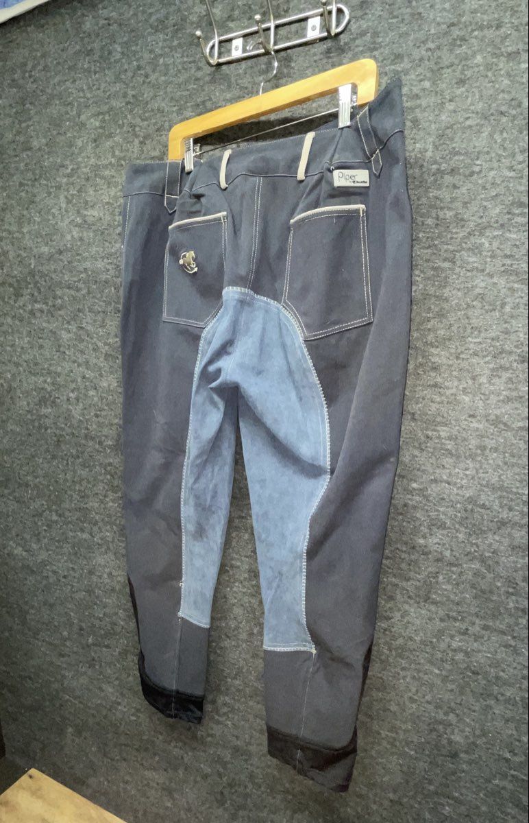 Piper Women's Equestrian Riding Breeches Blue Night Stone Full Seat Sz 44R