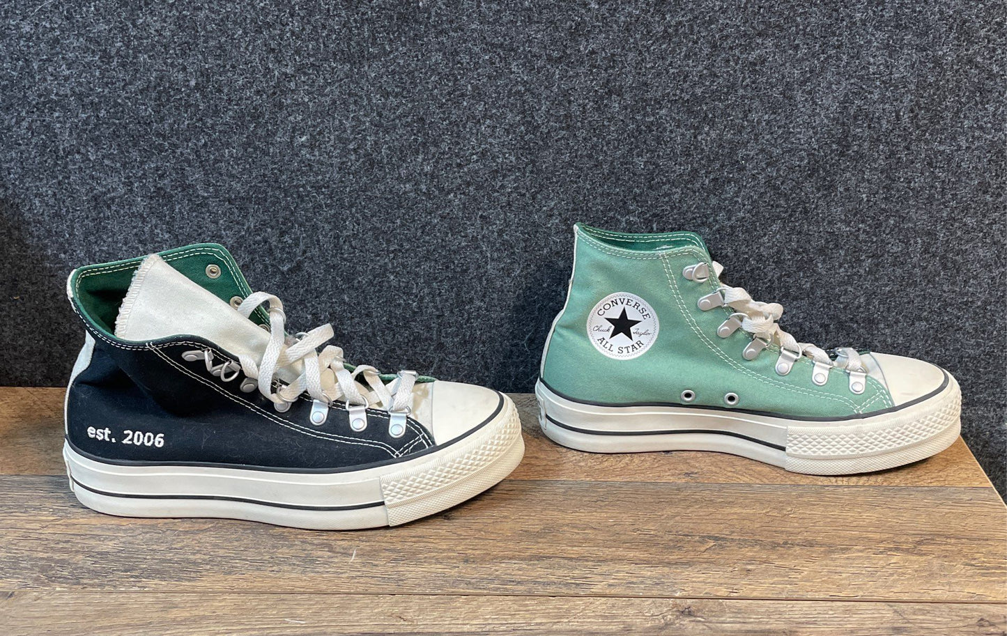 Converse Chuck Taylor All Star High Top Black Green Split Color Size Women 8