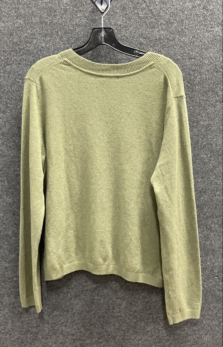 Gap Women's Olive Green V-Neck Cotton Blend Ribbed Knit Sweater Sz L NWT
