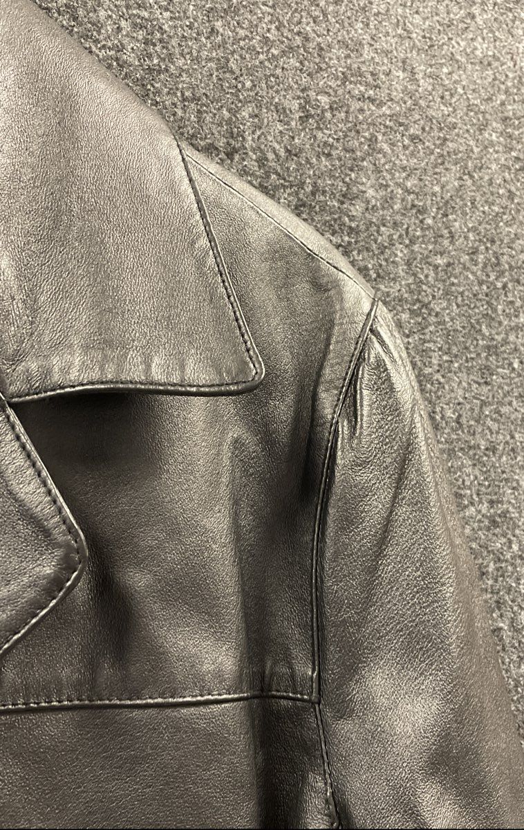 John Paul Richard Women's Black Leather Jacket Vintage 90s Blazer Coat Sz 10