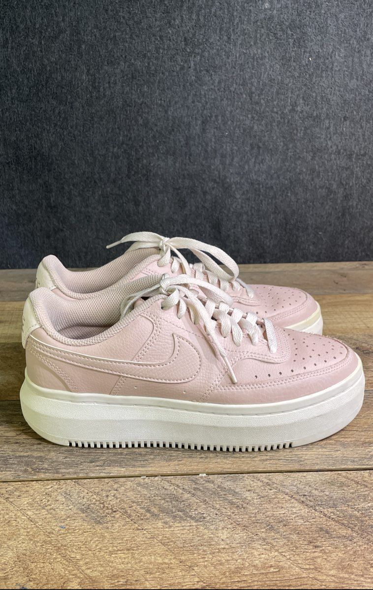 Nike Court Vision Alta Light Pink Leather Platform Sneakers Women's Size 8