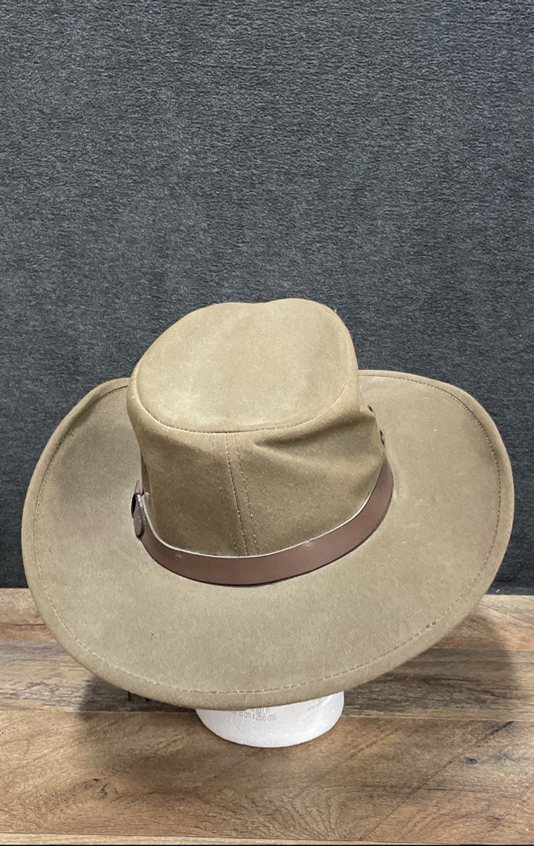 Outback Trading Co Men's Kodiak Brown Waxed Oilskin Hat Chin Strap NWT Sz M