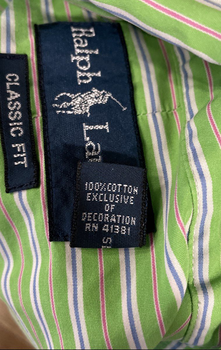 Polo Ralph Lauren Men's Green Striped Classic Fit Cotton Button Down Shirt Sz XL