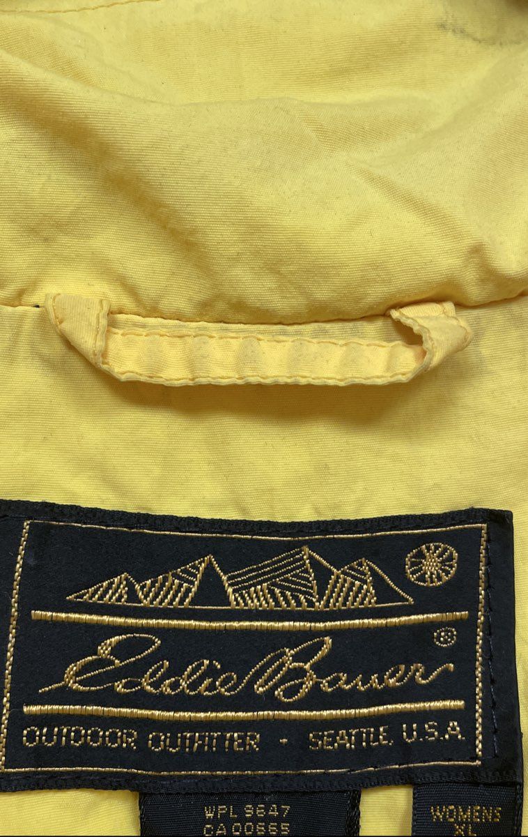 Vintage 90s Eddie Bauer Womens Yellow Lightweight Windbreaker Jacket Made USA XL