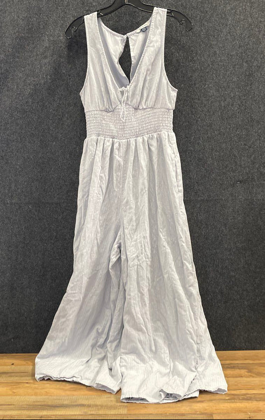 American Eagle Women's White Smocked Waist Wide Leg Jumpsuit Sz M