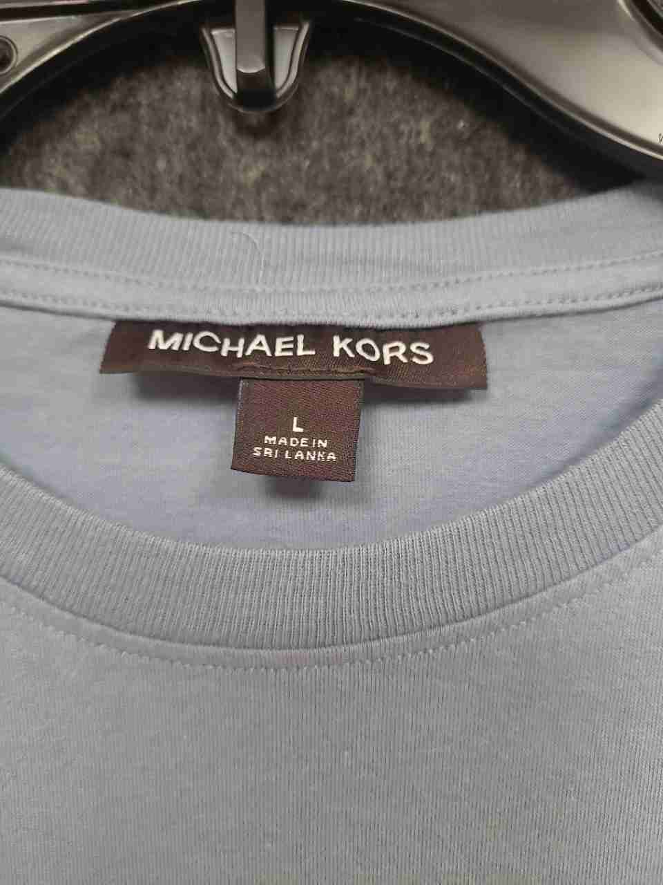 Michael Kors Men's Light Blue MK Monogram Block Crew Neck T-Shirt Sz L
