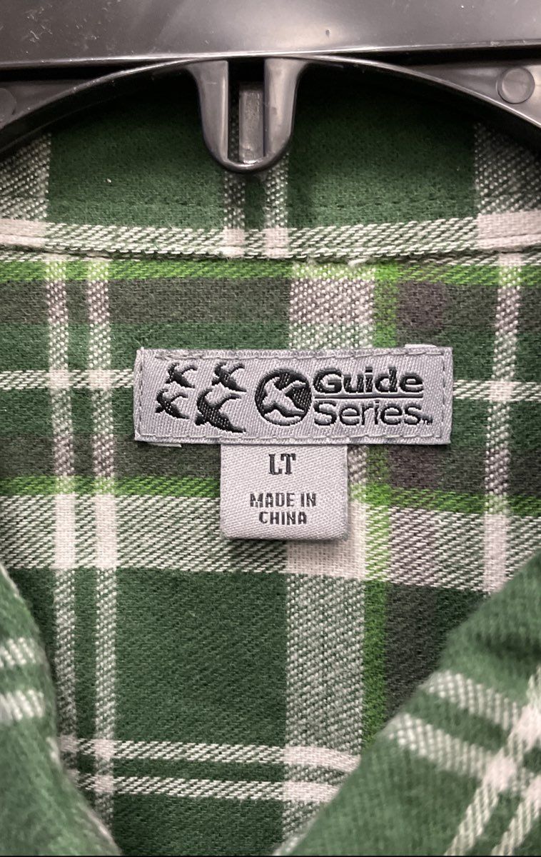 Cabela's Men's Guide Series Green Plaid Cotton Flannel Button Down Shirt LT NWT