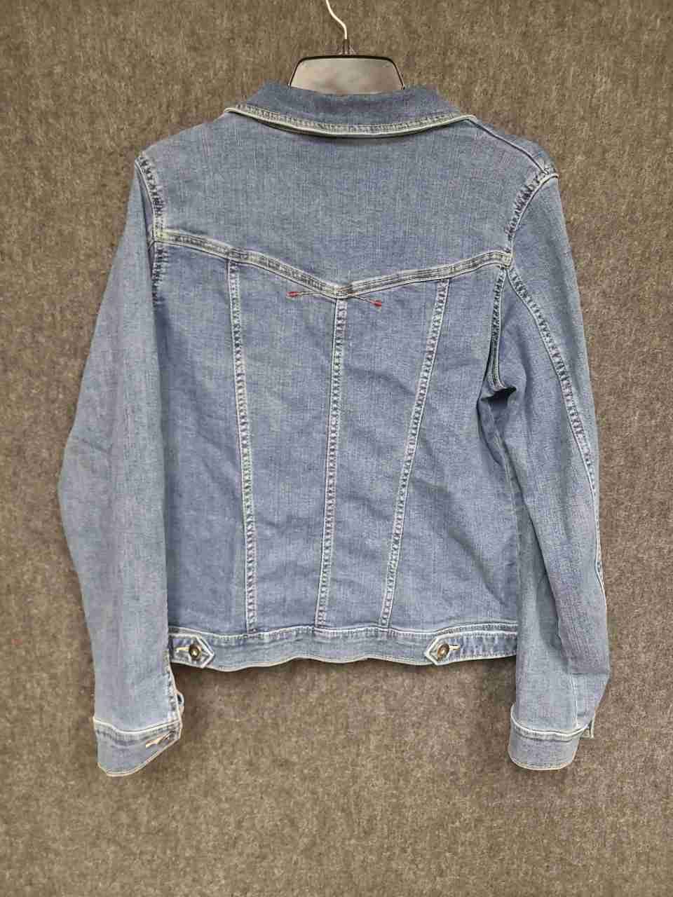 Wrangler Authentics Women's Blue Denim Trucker Jacket Stretch Sz L