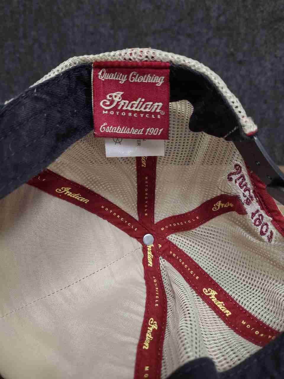Indian Motorcycle Lot of 2 Men's Trucker Hats Black White Mesh Adjustable