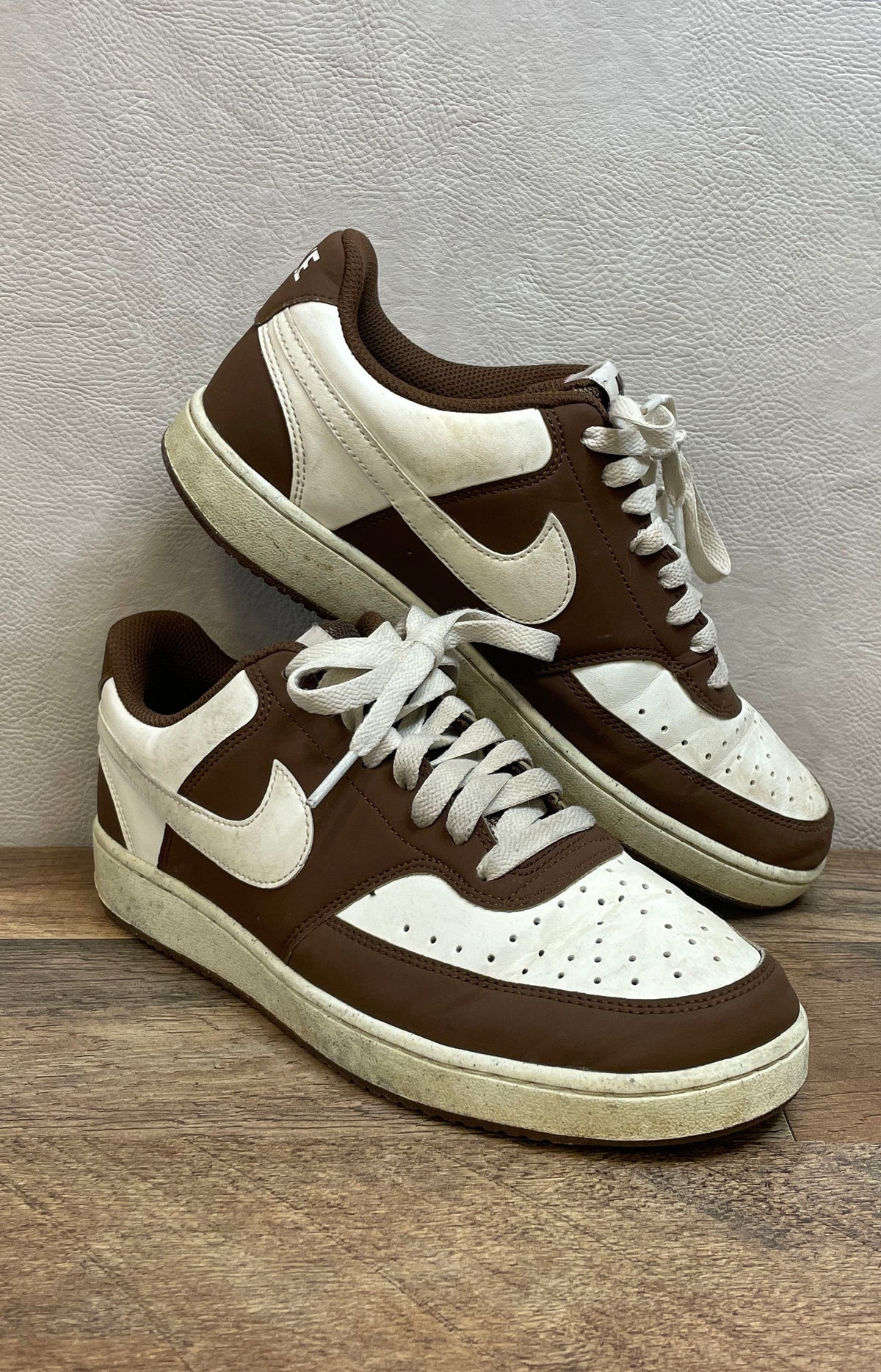 Nike Court Vision Low White Archaeo Brown Sneakers Women's Size 9.5