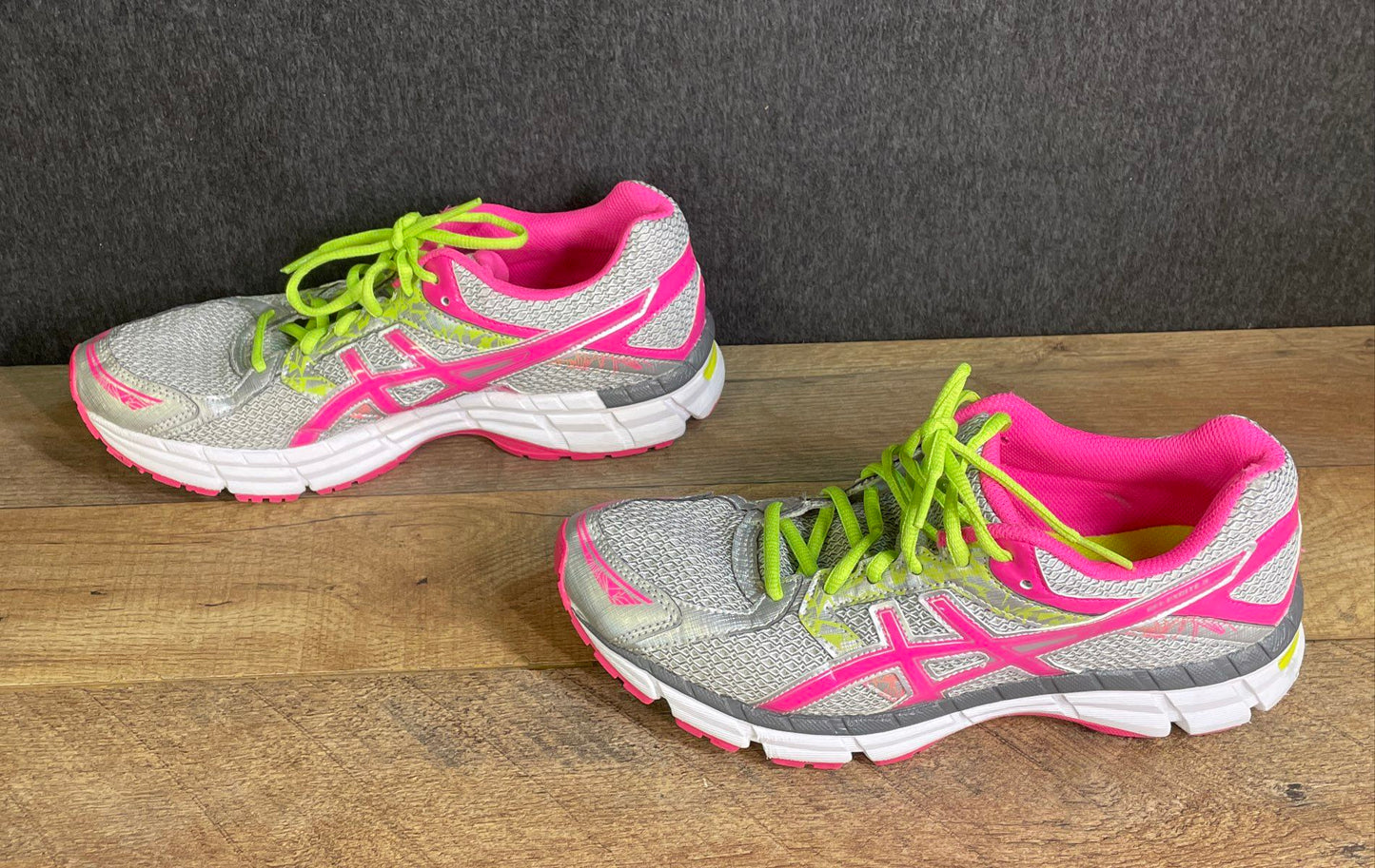 Asics Gel Excite 3 Pink Silver Lime Green Running Shoes Women's Size 10