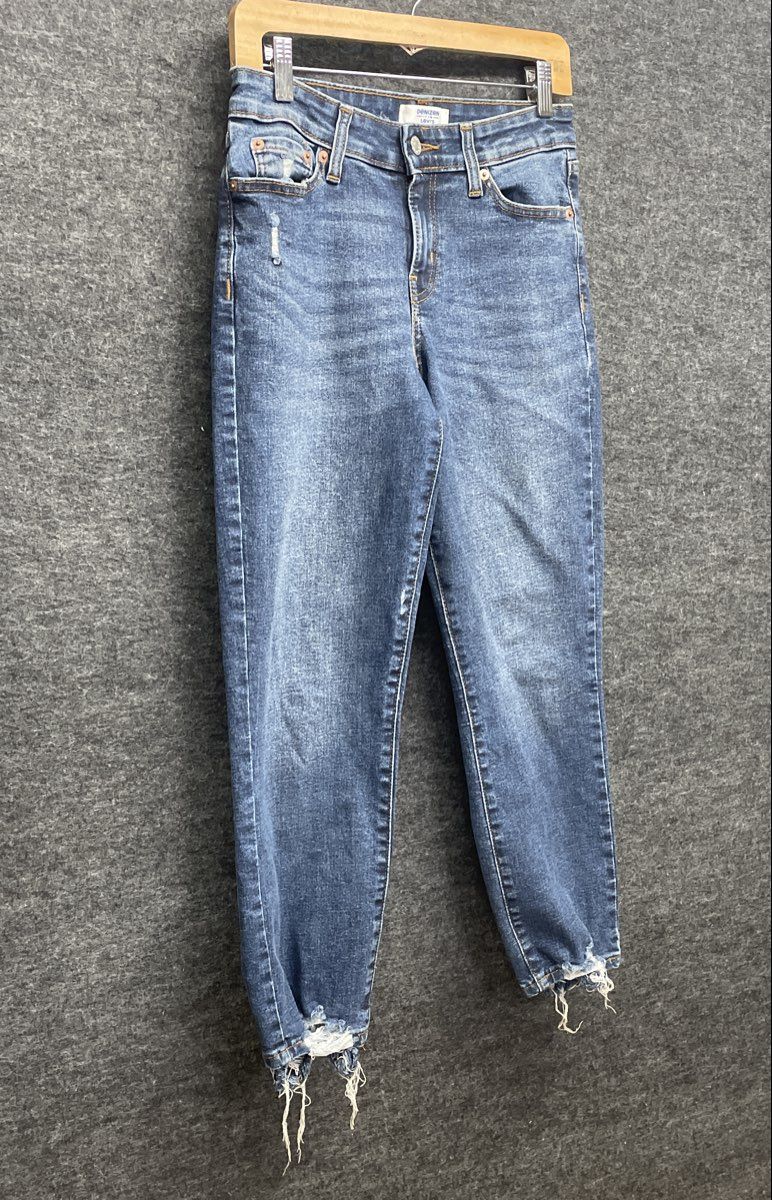 Denizen from Levi's Women's Blue Distressed Raw Hem Boyfriend Jeans Sz 2 W26
