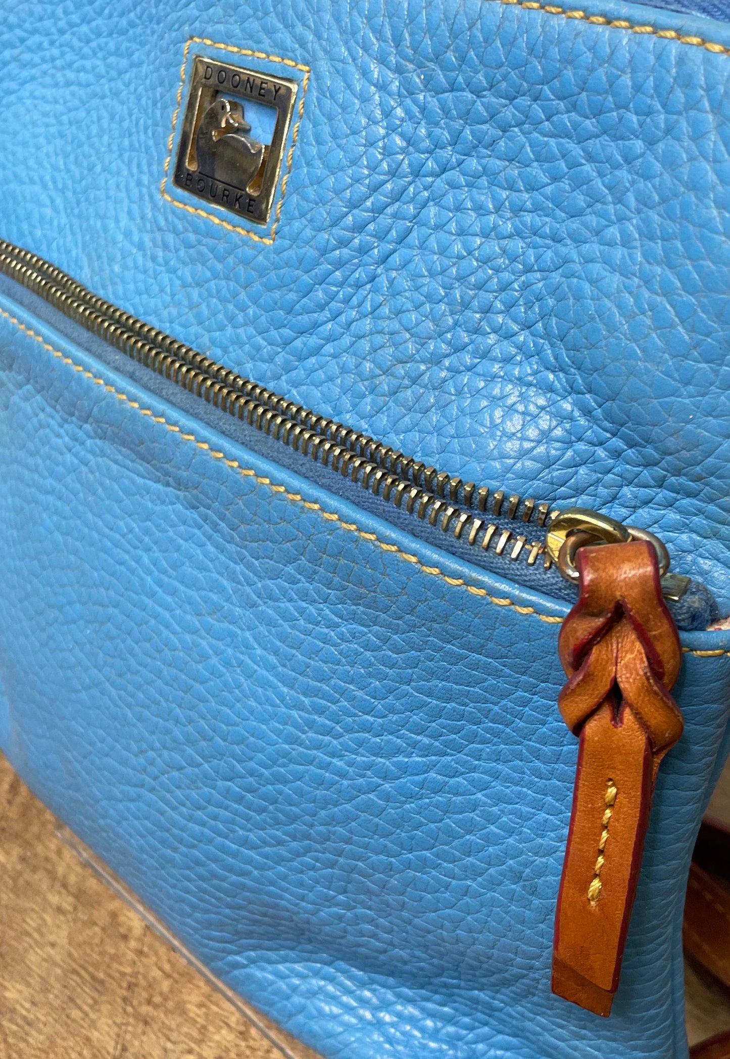 Dooney & Bourke Teal Blue Pebbled Leather Crossbody Bag Silver Hardware