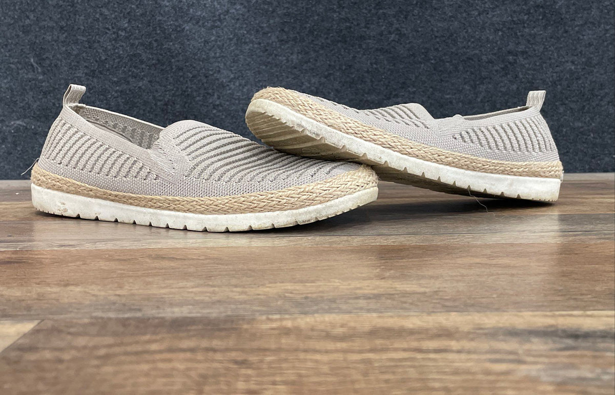 Skechers BOBS Grey Knit Espadrille Slip-On Shoes Women's Size 6.5