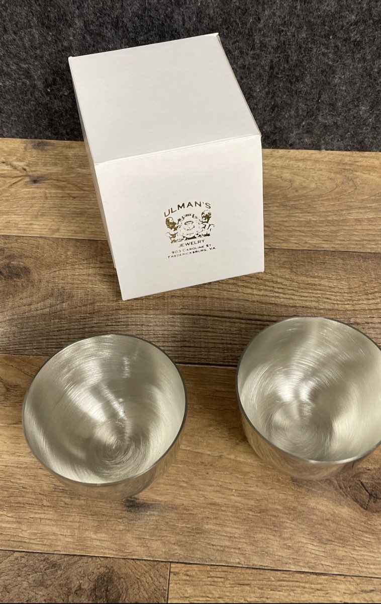 Camelot Pewter The Jefferson Cup Set of 2 Monroe Scholar Engraved Vintage
