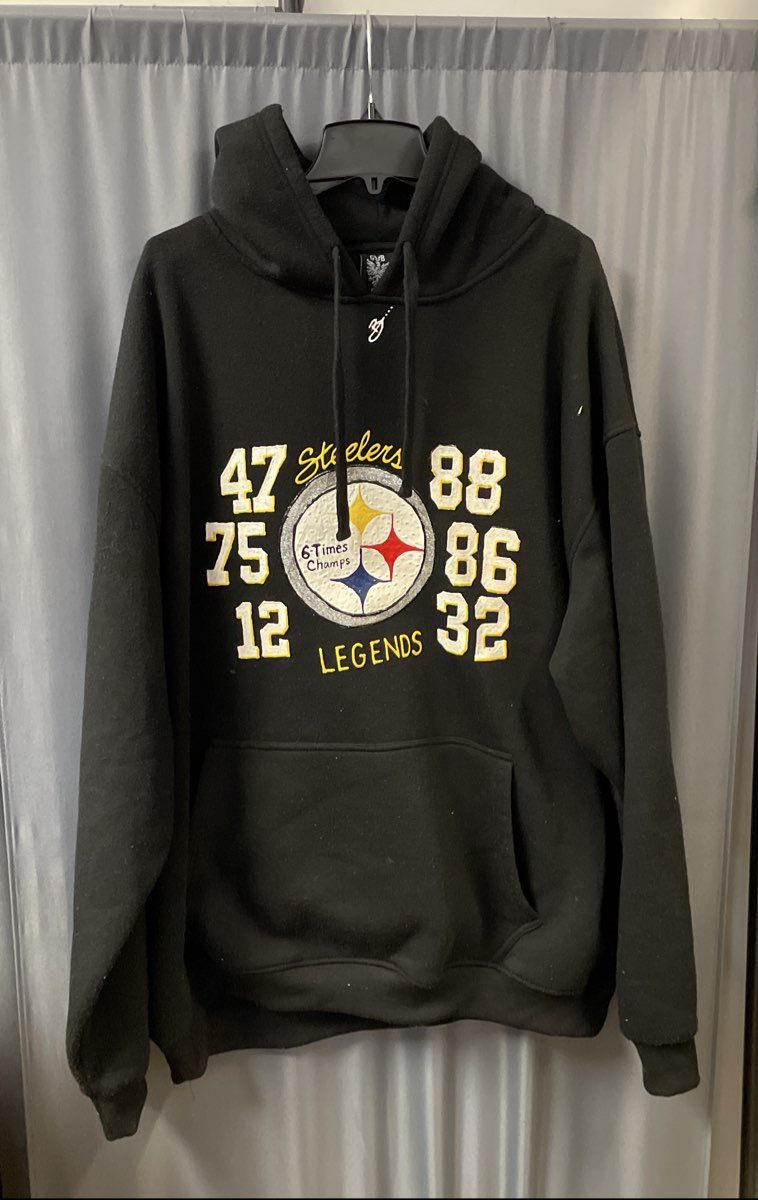 GVB Men's Pittsburgh Steelers Black Hand Decorated Legends Hoodie Sz 6XL
