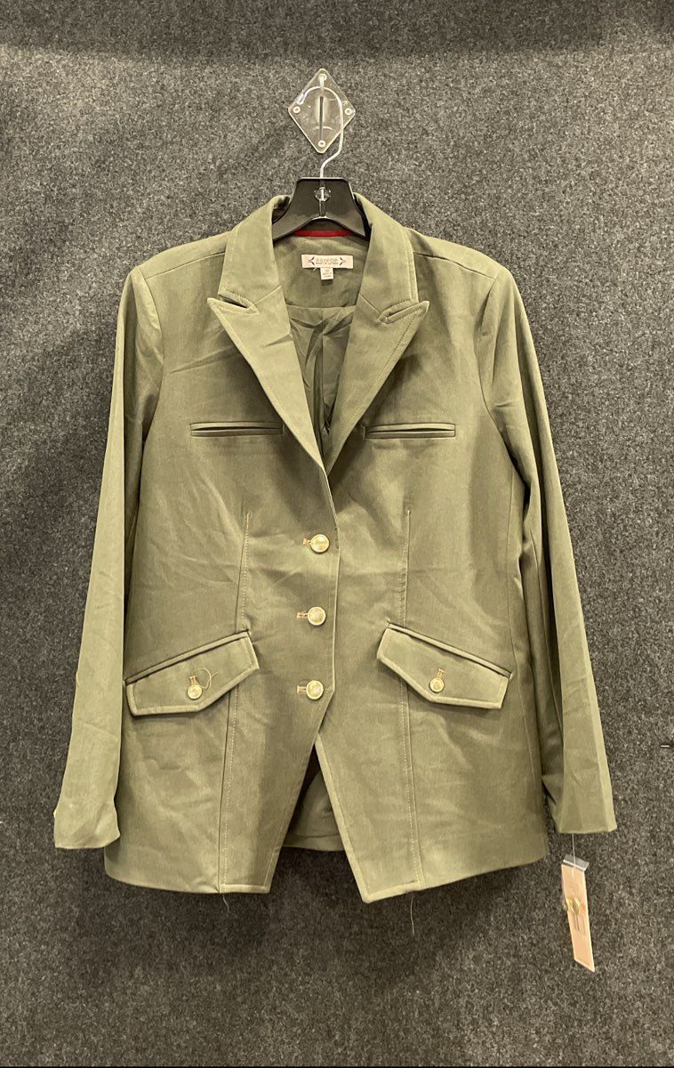 Nanette Lepore Women's Distressed Olive Green Blazer Gold Buttons NWT Sz 10