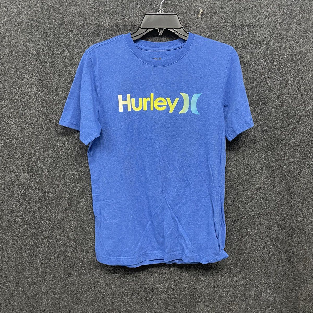 Hurley Boys T-Shirt Blue Heather Graphic Logo Cotton Blend Sz 18/20