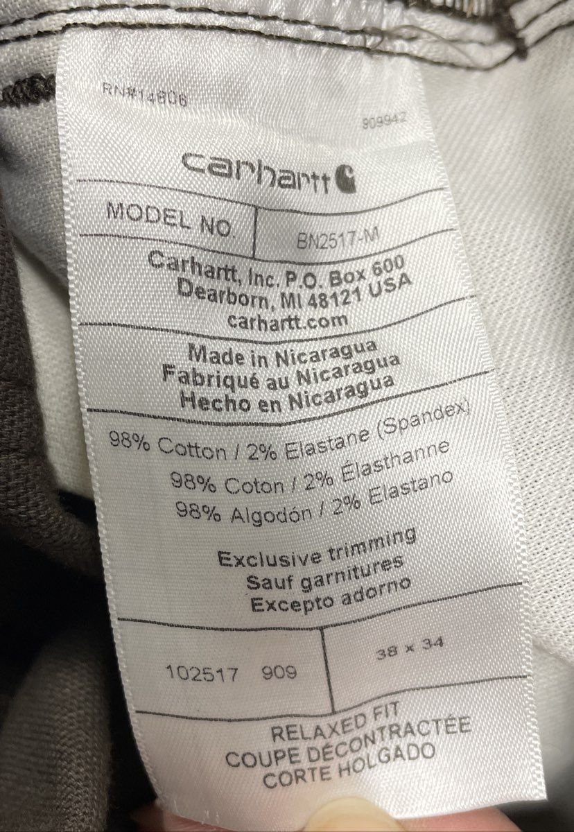 Carhartt Men's Brown Rugged Flex Rigby Relaxed Straight Leg Pants Lot of 2 38x34