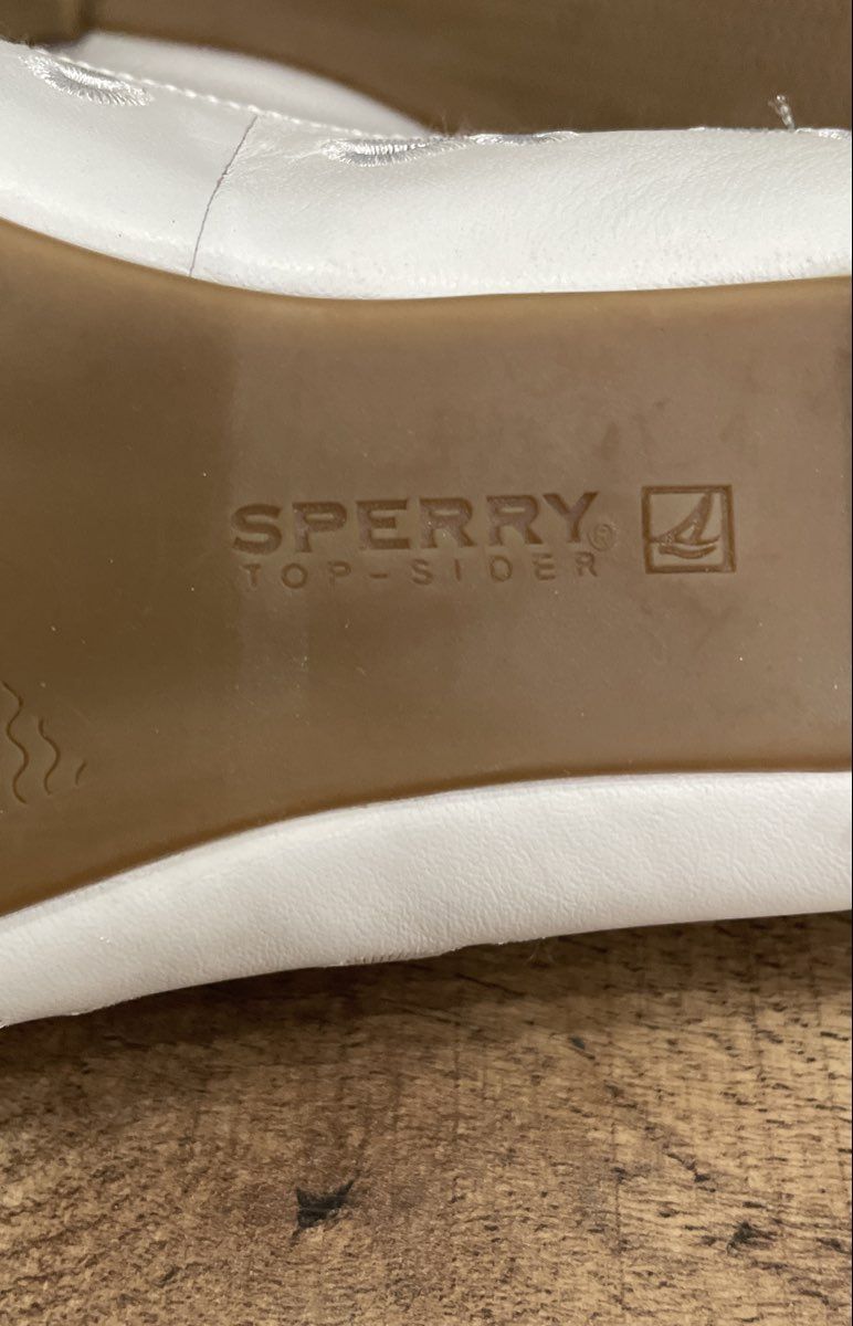Sperry Top-Sider Luna White Leather Eyelet Ballet Flats Women's Size 10M