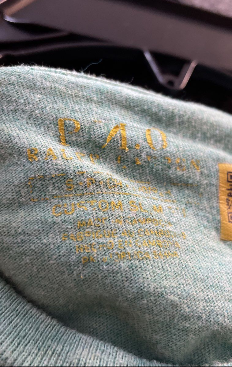Polo Ralph Lauren Men's Mint Green Custom Slim Fit Cotton Tee Pink Pony Sz S
