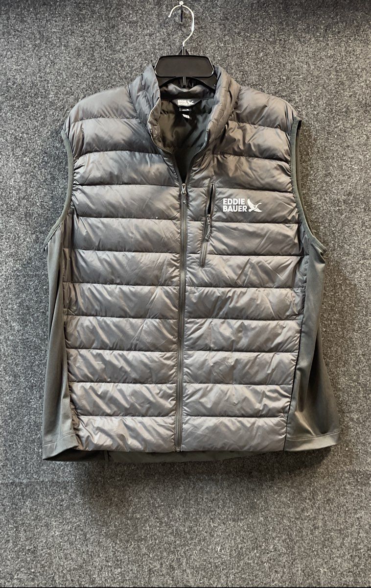 Eddie Bauer Men's Puffer Vest Gray 550 Down Insulated Size Medium