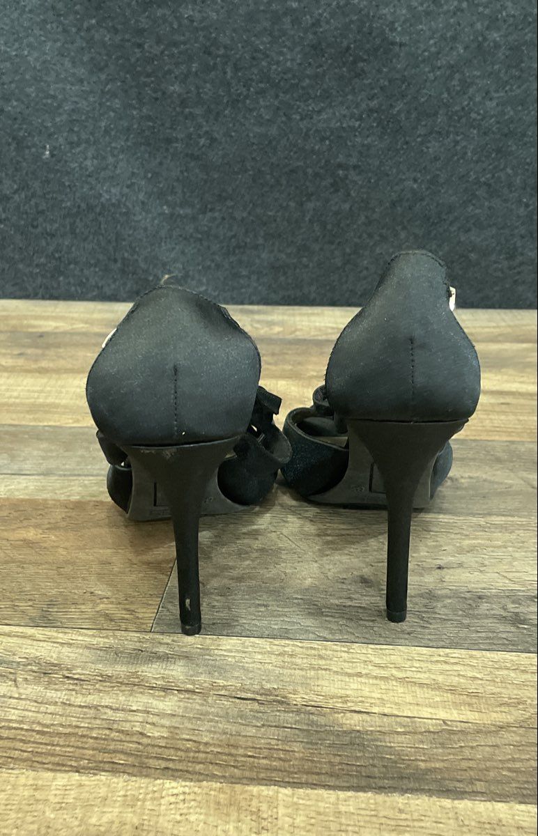 Fioni Night Black Fabric Strappy Platform Stiletto Heels Women's Size 8.5