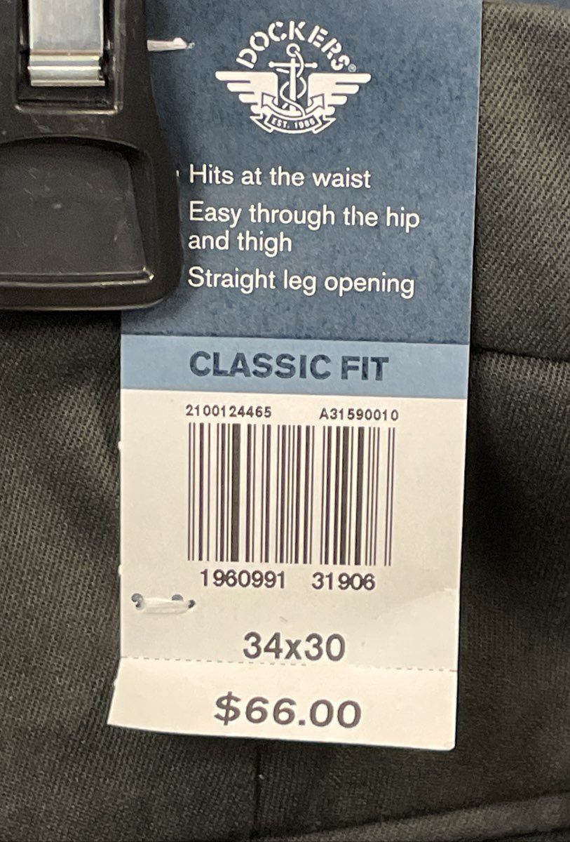 Dockers Men's Dark Grey Signature Khaki Pants Classic Fit Iron Free NWT 34x30