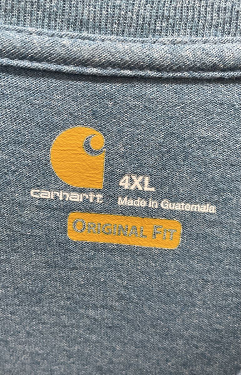 Carhartt Men's Blue Henley Long Sleeve T-Shirt Original Fit Pocket Sz 4XL