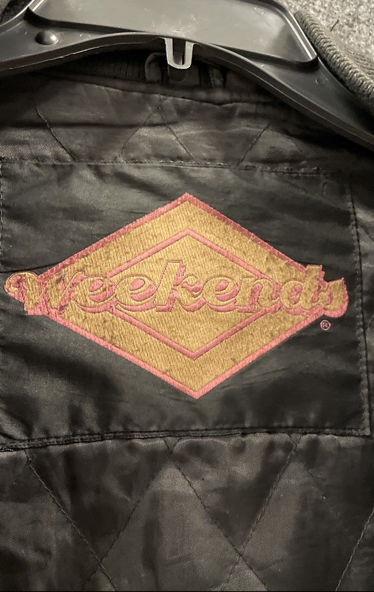 Vintage 90s Weekends Men's Black Genuine Leather Bomber Flight Jacket Sz L