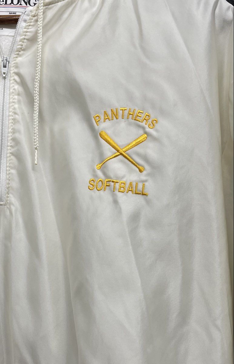 Vintage 90s DeLONG Panthers Softball 1/4 Zip Hooded Windbreaker Jacket Sz XL