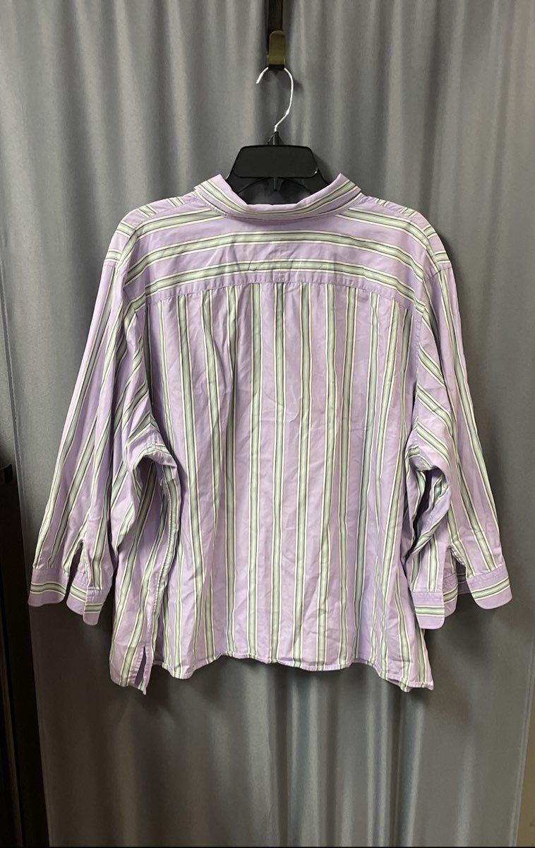 Lauren Ralph Lauren Women's Purple Green Striped Button Down Shirt Top Sz 3X