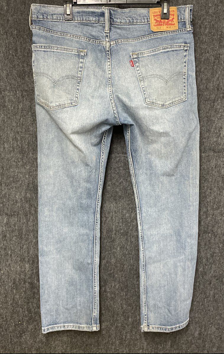 Levi's Men's 513 Slim Straight Jeans Light Wash Blue Stretch Denim Sz 36x30