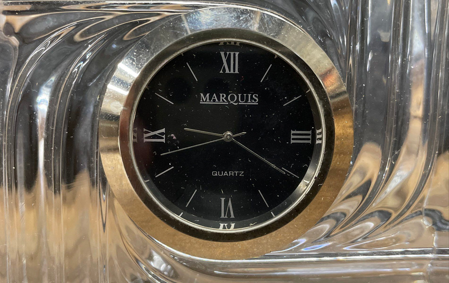 Marquis by Waterford Artesia Crystal Cube Desk Clock Vintage