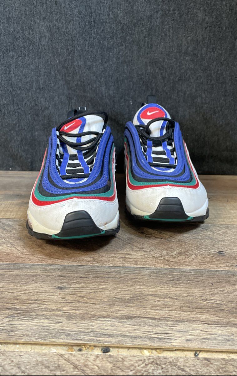 Nike Air Max 97 GS White Hyper Blue Red Teal Green Sneakers 6Y