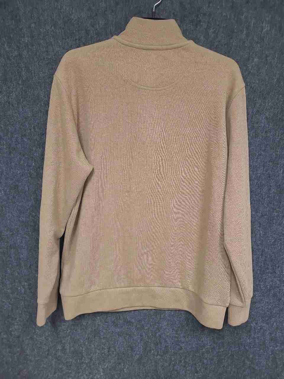 U.S. Polo Assn. Men's Tan 1/4 Zip Pullover Mock Neck Cotton Blend Sz L