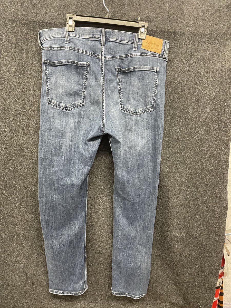 Calvin Klein Men's Blue Faded Straight Leg Stretch Denim Jeans Sz 40x32