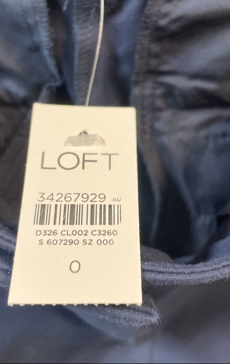 LOFT Women's The Riviera Slim Navy Blue Cotton Blend Pants NWT Size 0