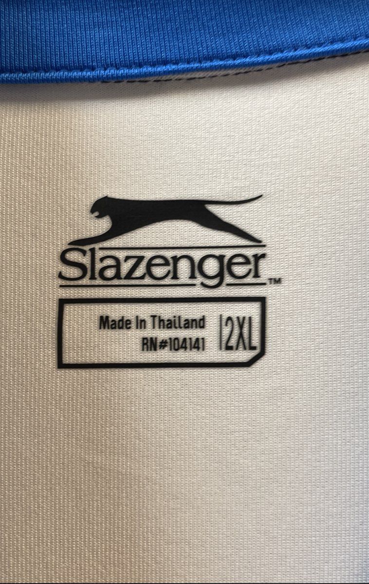 Slazenger Men's Short Sleeve Polo Shirt White Blue Orange Geometric Graphic 2XL