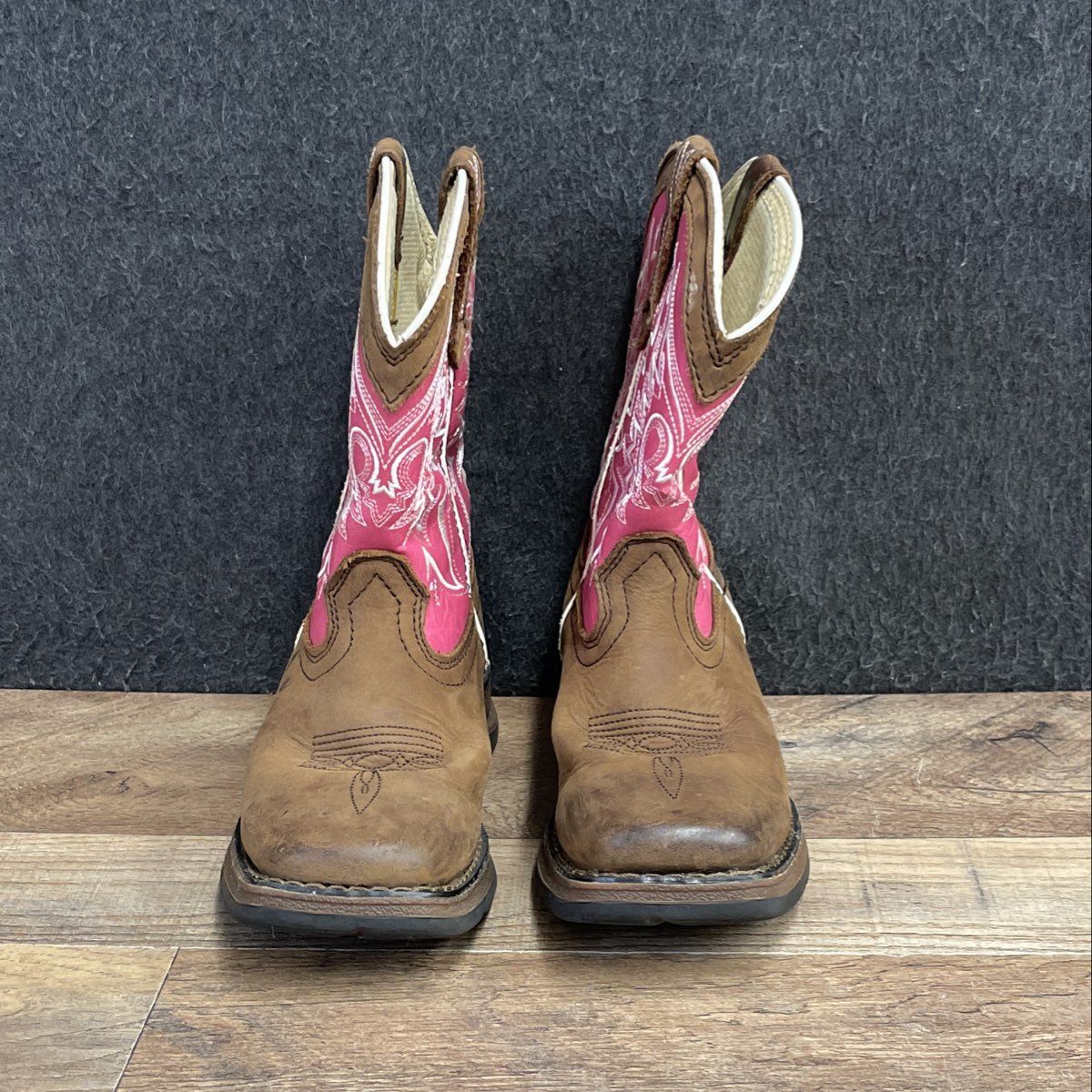 Durango Lil' Durango Tan Pink Western Cowboy Boots Kid's Size 13.5M
