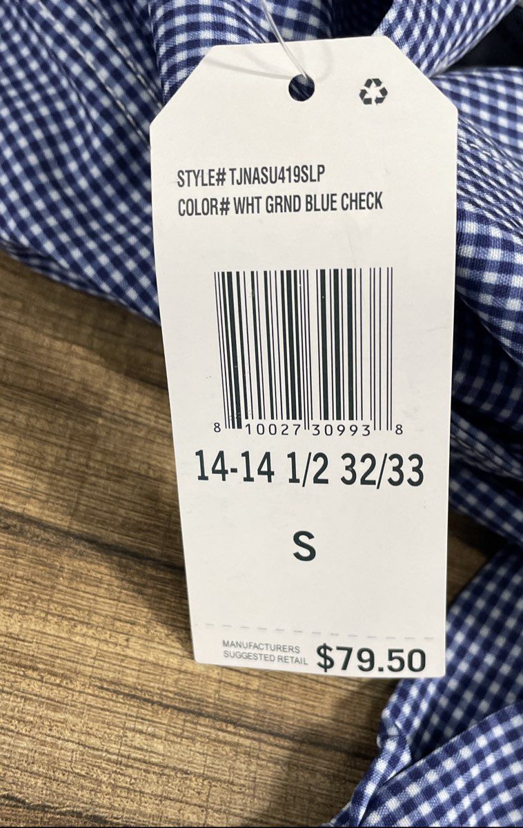 Nautica Men's Blue White Check Slim Fit Stretch Button Down Shirt Sz S NWT