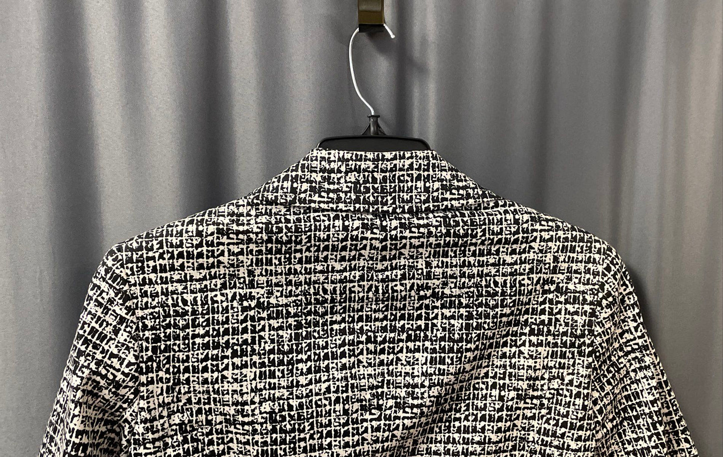 Harve Benard Women's Black White Grid Print Cotton Stretch Blazer Size S