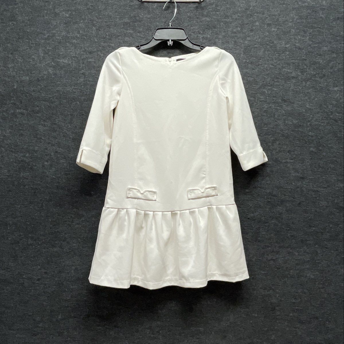 Victoria Beckham for Target Girls White Drop Waist Ruffle Hem Dress Sz L