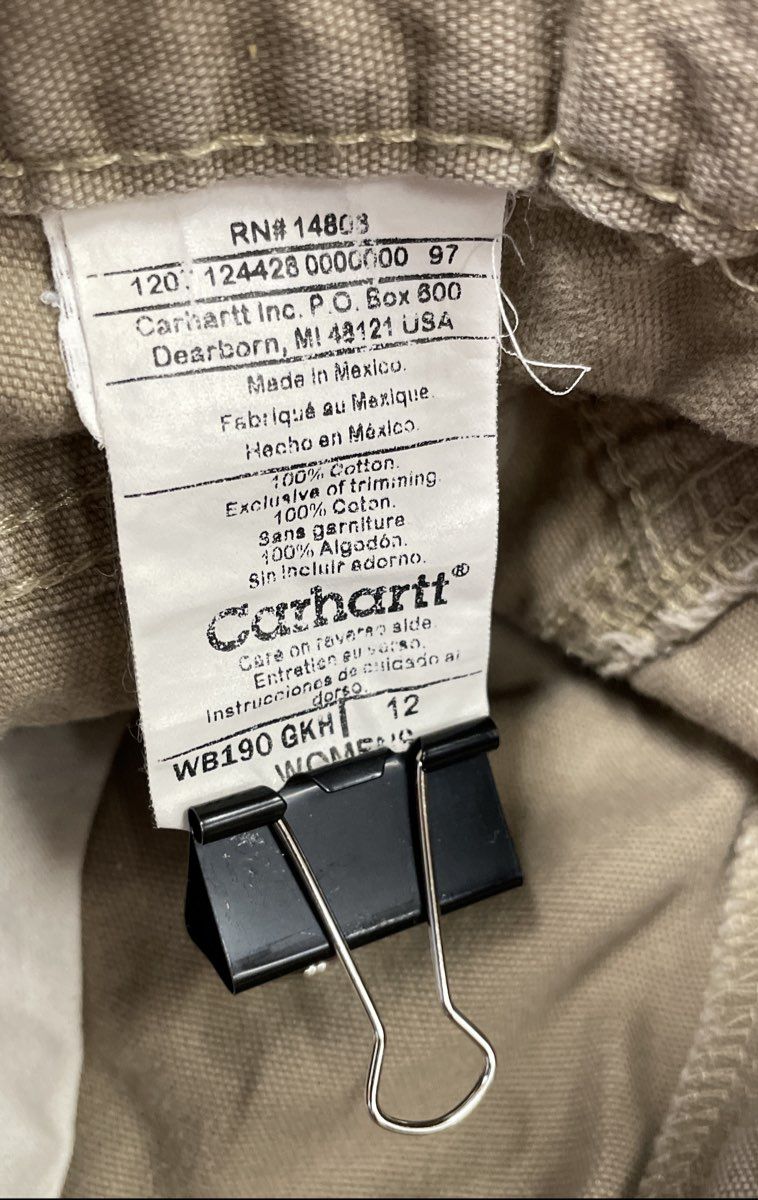Vintage Carhartt Women's WB190 Khaki Cotton Duck Carpenter Work Shorts Sz 12