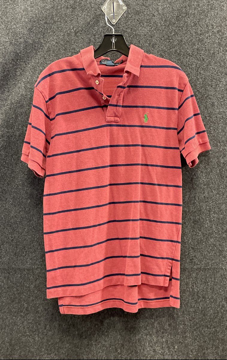 Polo Ralph Lauren Men's Red Blue Striped Short Sleeve Cotton Polo Shirt Size M
