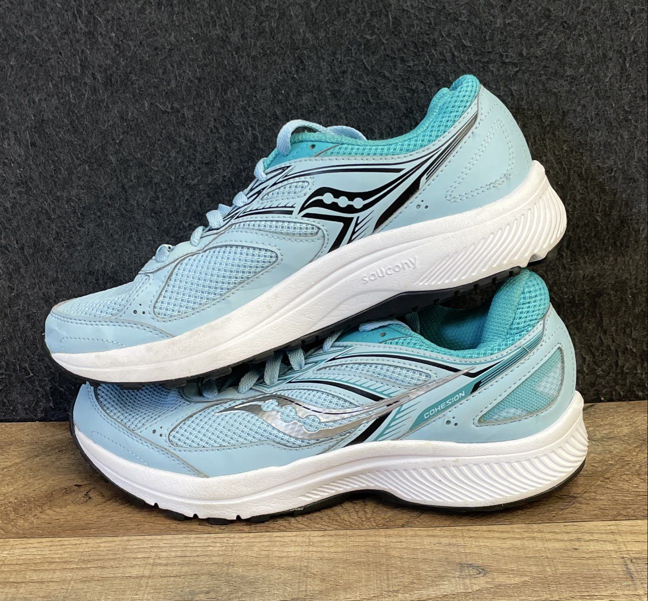 Saucony Cohesion 14 Teal Silver Women's Running Shoes Size 8.5